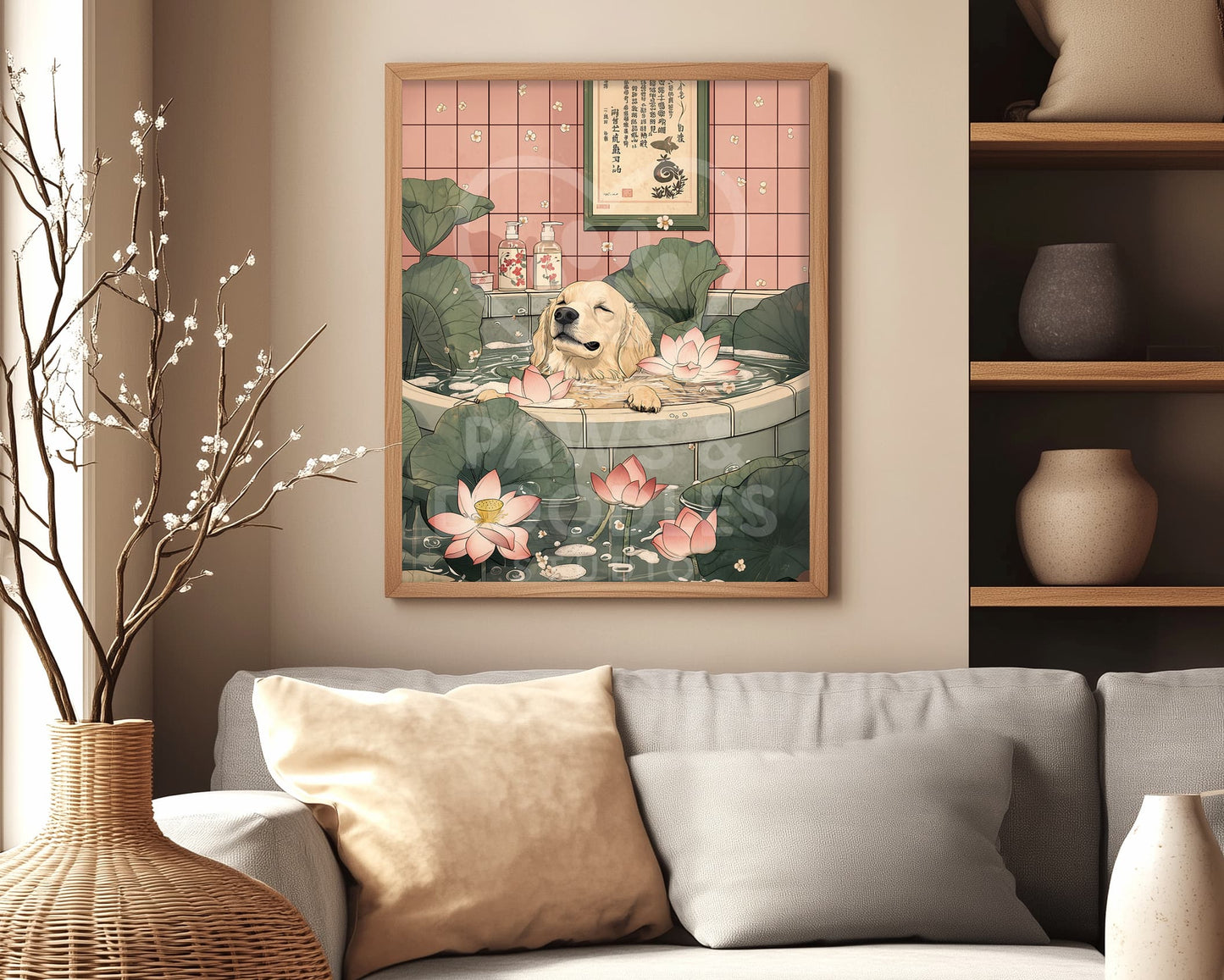 Japandi dog art print for dog lovers
