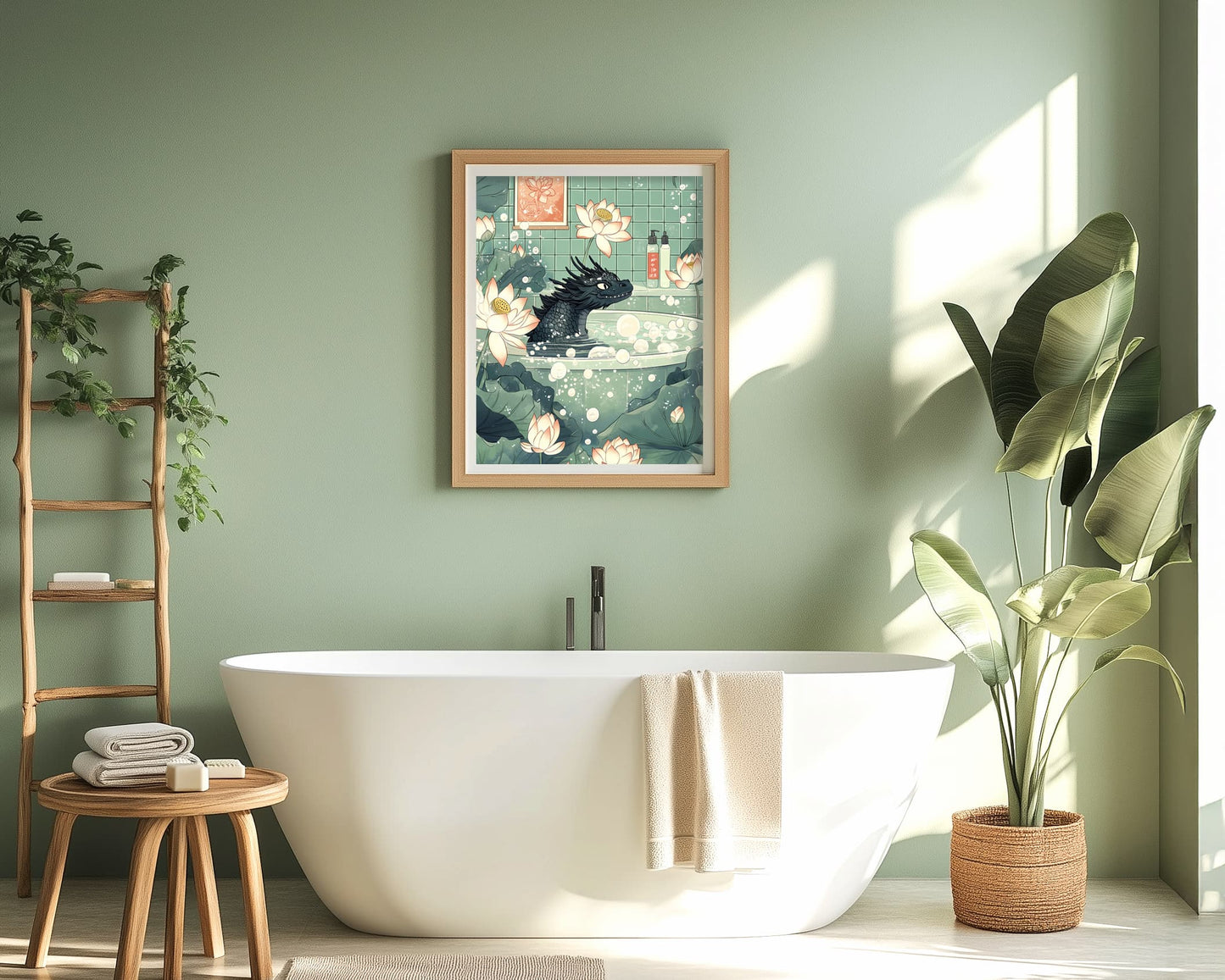 Relaxing Japanese dragon art for quirky home walls