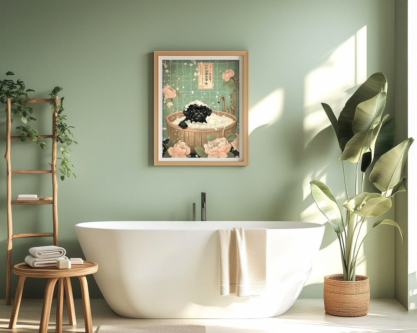 Relaxing pug artwork with minimalist design