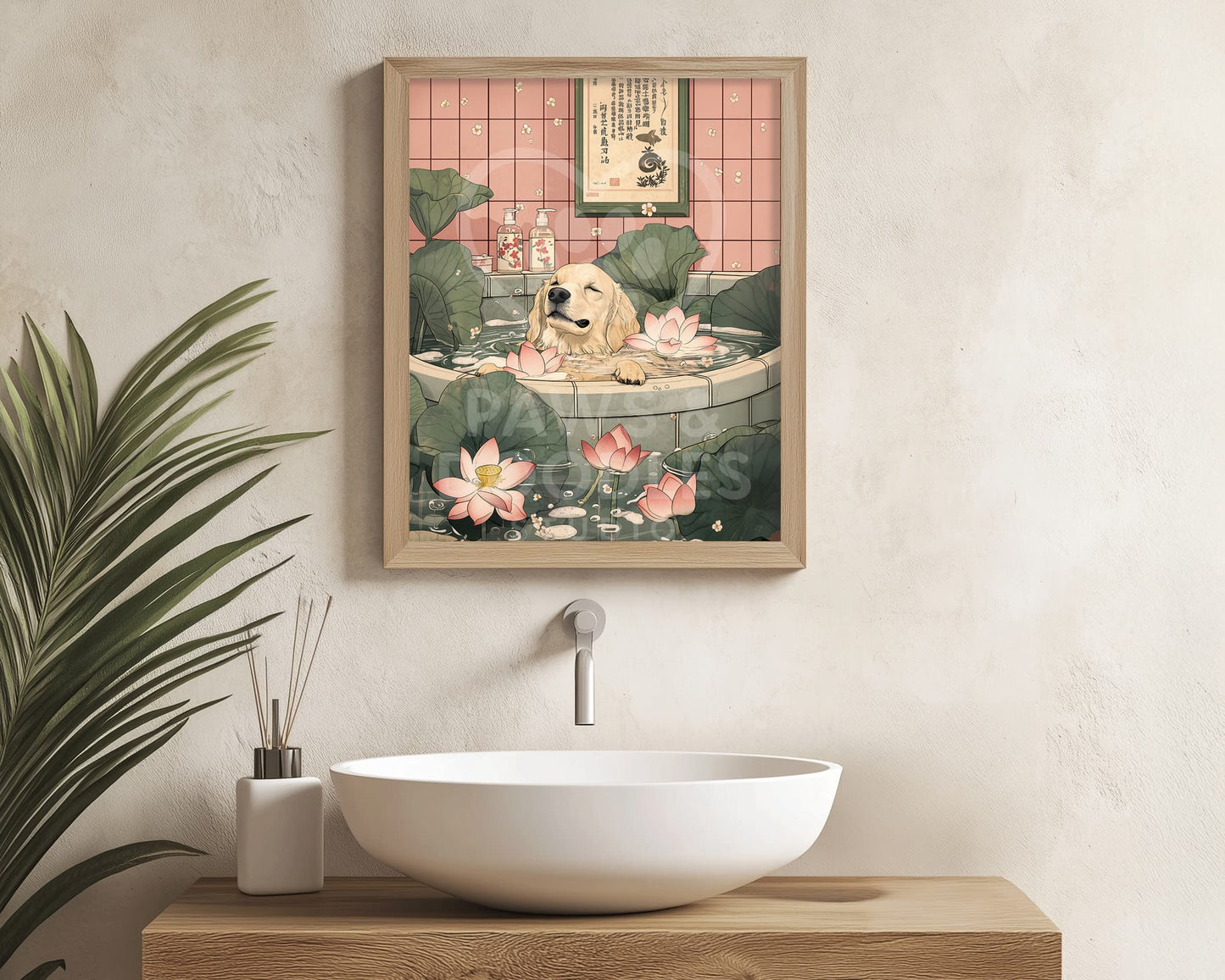 Zen spa style dog bathroom poster