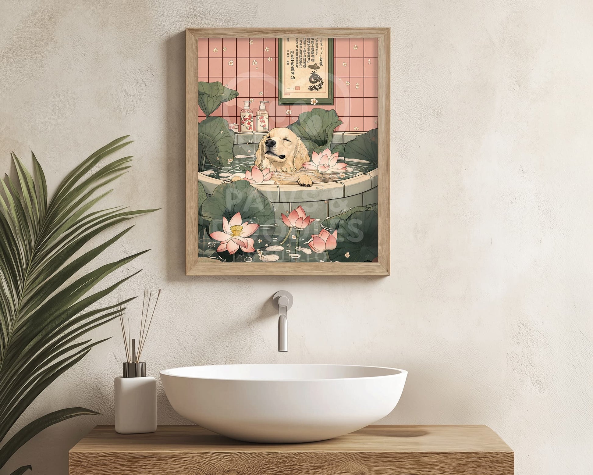 Zen spa style dog bathroom poster